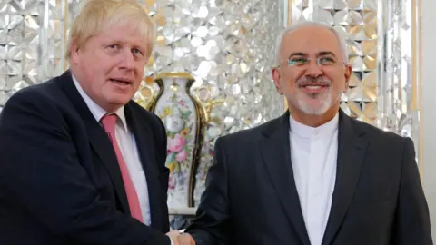 Getty Images The foreign secretary Boris Johnson with his Iranian counterpart Javad Zarif,