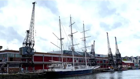 The four cranes seen outside Bristol's M Shed museum