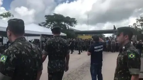 AFP Brazilian police at the border town of Pacaraima. 18 Aug 2018