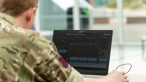 MOD A member of the military on a laptop