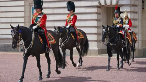 PA Media Charles, William and The Princess Royal leaves Buckingham Palace for the Trooping the Colour ceremony at Horse Guards Parade