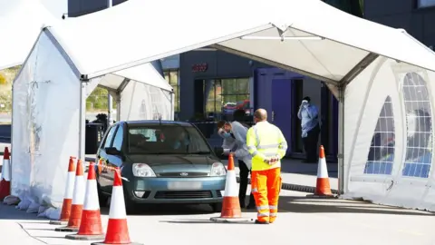 Getty Images Covid-19 testing at AJ Bell Stadium