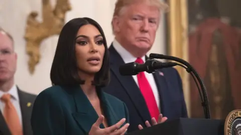 Getty Images Kim Kardashian West visited the White House in 2019 to discuss criminal justice reform
