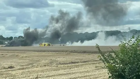 Essex Fire & Rescue Service Tractor and field fire Green Lane, Hutton