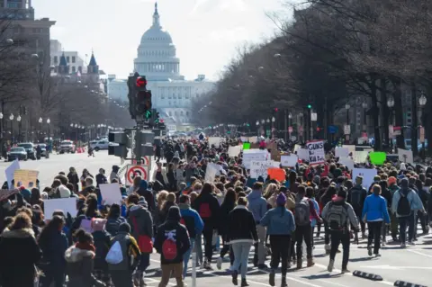 Getty Images Students in the Washington DC area marched to Congress and the White House