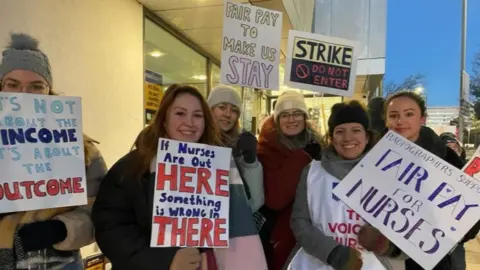 BBC Nurses on strike in Cardiff