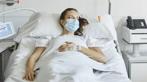 Getty Images A stock image of a woman in a hospital bed