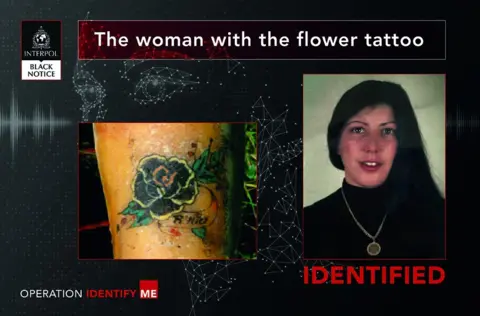 Interpol Rita Roberts en haar bloementattoo