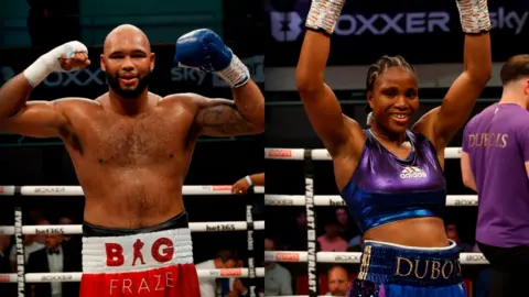 Frazer Clarke and Caroline Dubois celebrate wins
