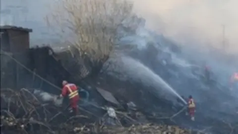 South Wales Fire and Rescue Service  Fire fighters tackle blaze on Trebanog Hill