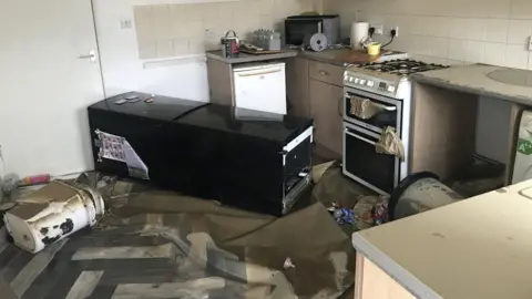 BBC/Victoria Scheer Susan Gray's kitchen following Storm Babet