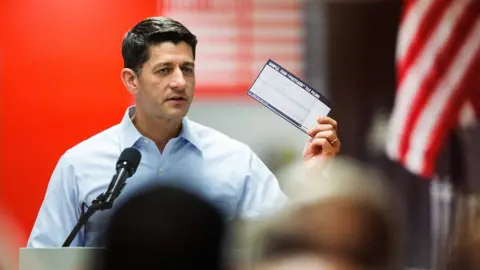 Getty Images Speaker of the House Paul Ryan says he wants families to be able file their taxes on a post card