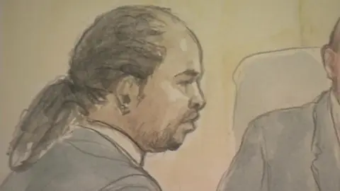 Helen Tipper Artist's impression of Leslie Thomas QC