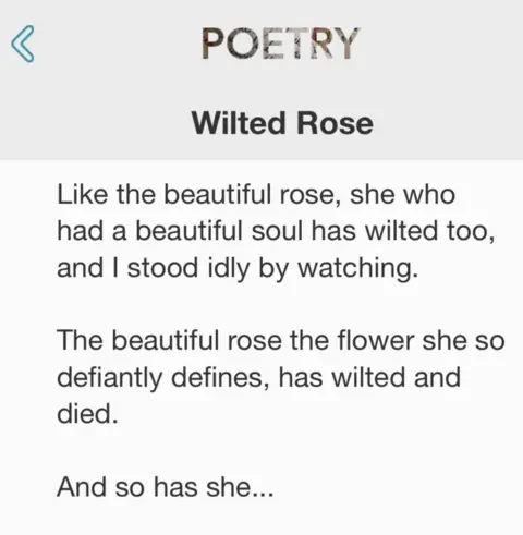 Athalia Like the beautiful rose, she who had a beautiful soul has wilted too, and I stood idly by watching. The beautiful rose the flower she so defiantly defines, has wilted and died. And so has she...