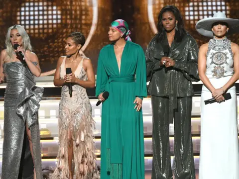 Getty Images Lady Gaga, Jada Pinkett Smith, Alicia Keys, Michelle Obama and Jennifer Lopez