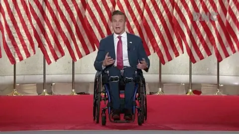 Reuters Madison Cawthorn speaks during the largely virtual 2020 Republican National Convention broadcast from Washington DC. Photo: August 2020