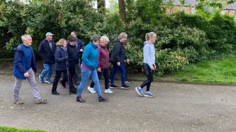 BBC/EMMA GLASBEY Walking group in Wakefield