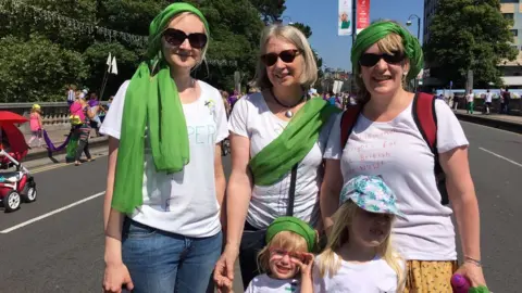 Three generations of women in the Roderick family celebrated in the sunshine