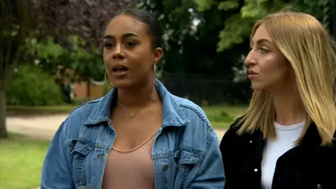 BBC Khady Gueye, BLM organiser (left) pictured with Eleni Eldridge-Tull