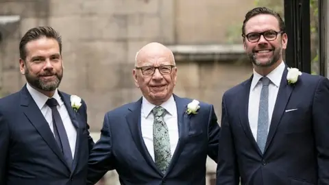 Getty Images Rupert Murdoch with sons James (r) and Lachlan (l)