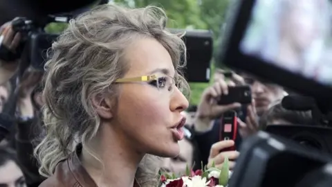 EPA TV host and opposition activist Ksenia Sobchak during a protest against the inauguration of Vladimir Putin, in Moscow (11 May 2012)