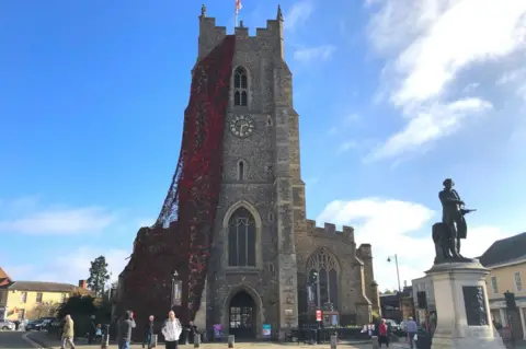 Sudbury Town Council Poppies at St Peter's Church, Sudbury