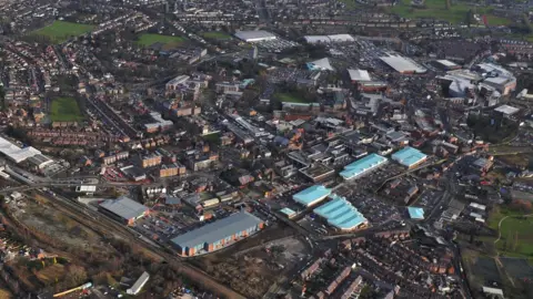 Getty Images birds eye view of Wrexham