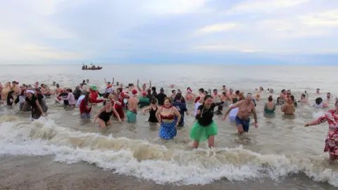 St Elizabeth Hospice Swimmers in the sea at Felixstowe