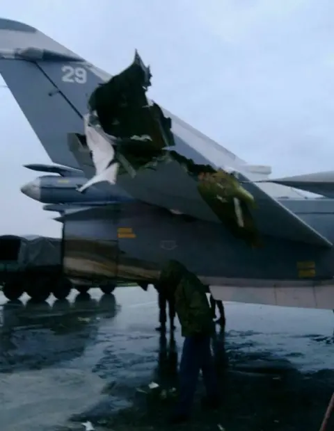 Roman Saponkov The damaged tail of a jet. Anonymous photo via Roman Saponkov