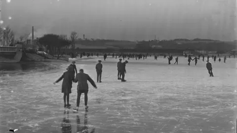 Cumbria Archive Service A275 Skating on Park Lake 1925 - Sankey Family Photography Collection (published courtesy of Signal Film and Media)
