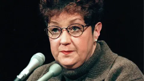 Getty Images This 21 January, 1998, file photo shows Norma McCorvey, the woman at the centre of the US Supreme Court ruling on abortion, testifying before a US Senate Judiciary Committee subcommittee hearing