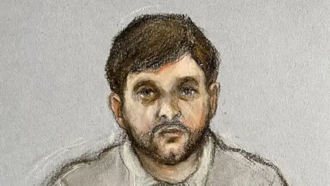 Elizabeth Cook/PA Media Court artist sketch of Thomas Cashman