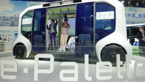 Getty Images Toyota's e-Palette concept car was unveiled at the third International Import Expo. Shanghai, China, November 7, 2020.