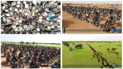 Islamic State Propaganda IS images from various Sahel sub-branches showing dozens of militants pledging allegiance