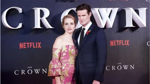 NIKLAS HALLE'N via Getty Claire Foy and Matt Smith at The crown premiere