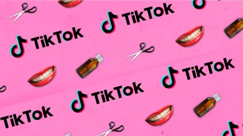 BBC Graphic of TikTok logo with teeth, bottles and scissors