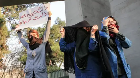 EPA Iranian students protest at Tehran University