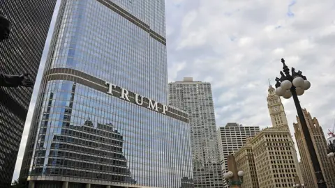 Getty Images Image shows exterior of Trump Tower Chicago