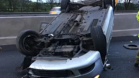 Staffordshire Fire and Rescue Service Overturned car