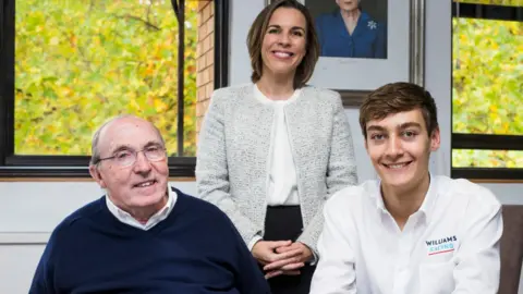 Williams Racing Sir Frank Williams, Claire Williams and George Russell