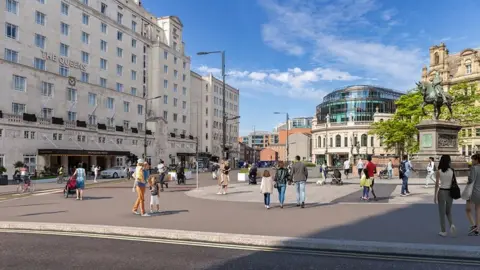 Leeds City Council Artist's impression of Leeds City Square pedestrianisation