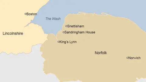 BBC Map showing Snettisham and The Wash