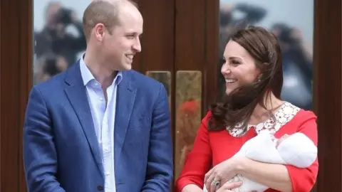 Getty Images The Duke and Duchess of Cambridge leave the Lindo Wing with their new son