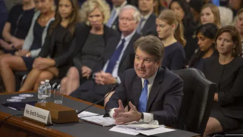 EPA Brett Kavanaugh appears before the Senate Judiciary Committee's confirmation hearing in Washington on 5 September 2018