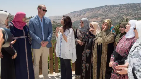 Getty Images Prince William visiting a charity supporting women in establishing their own livelihoods