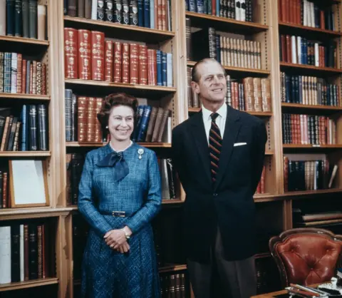 Getty Images The Queen and Prince Philip in study