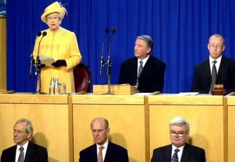 PA Media The Queen and Duke of Edinburgh at the Scottish Parliament in 2002
