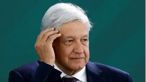 The president of Mexico, Andres Manuel Lopez Obrador, speaks during a morning press conference in Guadalajara, Jalisco state, Mexico, 05 April 2019.