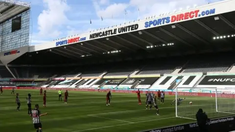 Getty Images A general view of St. James' Park stadium as Newcastle play a Premier League match against Liverpool behind closed doors