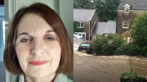 Lesley Hilton Lesley Hilton (left) Flooding in Bellerby, North Yorkshire (right)